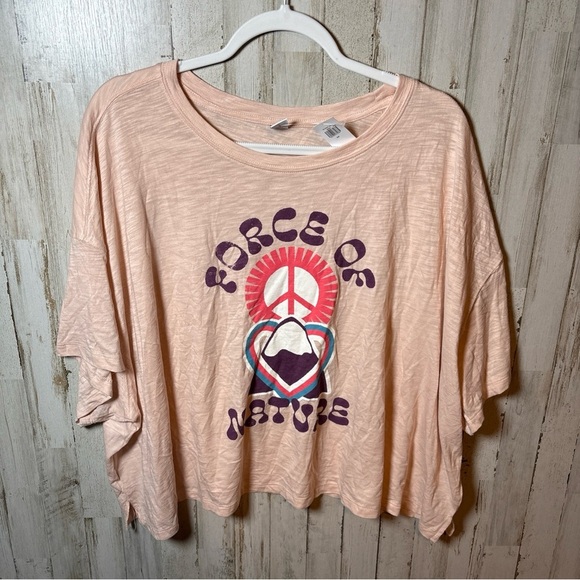Old Navy Size 3X Light Pink FORCE OF NATURE Graphic Short Sleeve Womens Top NWT! - Picture 3 of 15